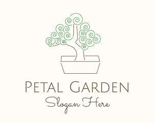 Green Bonsai Tree logo design