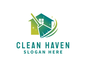 Home Cleaning Broom logo design