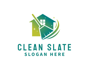 Home Cleaning Broom logo design