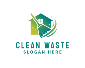 Home Cleaning Broom logo design