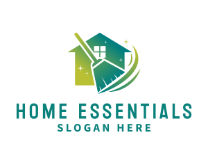 Home Cleaning Broom logo design