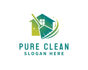 Home Cleaning Broom logo design