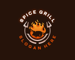 Grill Roasted Pork logo design