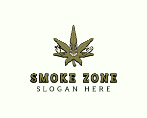 Smoking Cannabis Leaf logo design