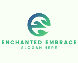 Gradient Plant Letter E logo design