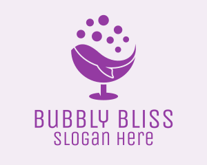 Purple Whale Drink Bubbles logo design