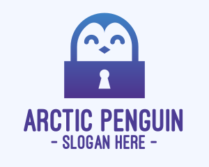 Happy Penguin Keyhole logo design