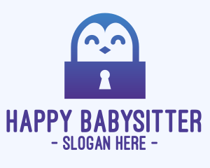 Happy Penguin Keyhole logo design