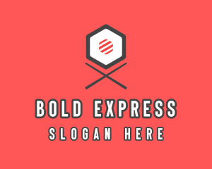 Sushi Chopsticks Hexagon logo design