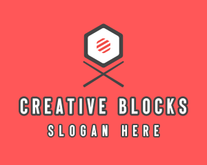 Sushi Chopsticks Hexagon logo design