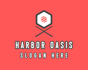 Sushi Chopsticks Hexagon logo design