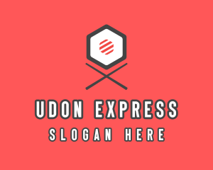 Sushi Chopsticks Hexagon logo design