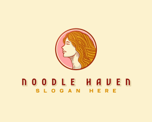 Woman Noodle Hair logo design