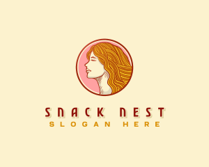 Woman Noodle Hair logo design