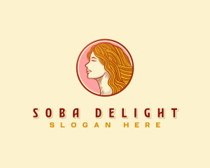 Woman Noodle Hair logo design