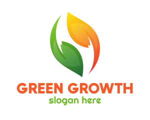 Green Orange Leaves logo design