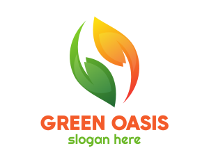Green Orange Leaves logo design