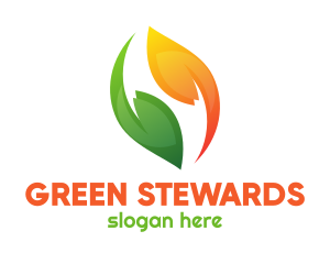 Green Orange Leaves logo design