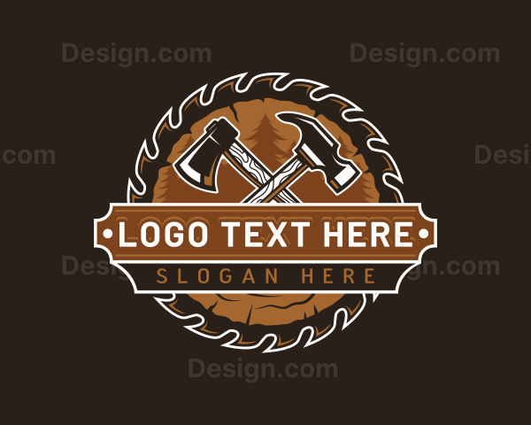 Woodwork Hammer Axe Logo