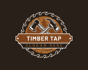 Woodwork Hammer Axe logo design