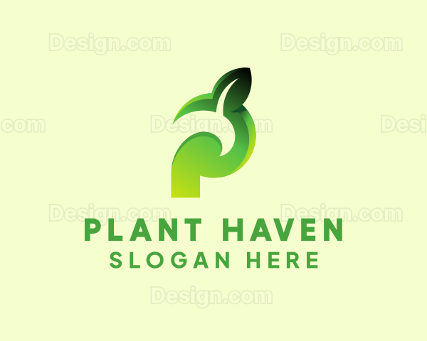 Organic Leaf Letter P Logo