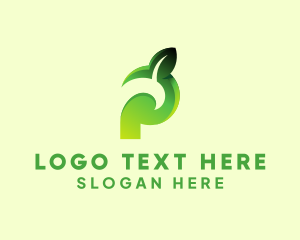 Organic Leaf Letter P logo