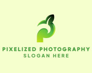 Organic Leaf Letter P logo design