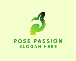 Organic Leaf Letter P logo design