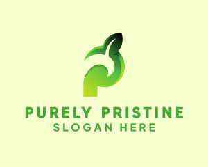 Organic Leaf Letter P logo design