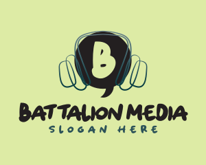 Speech Bubble Headset logo design