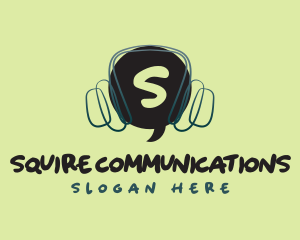 Speech Bubble Headset logo design