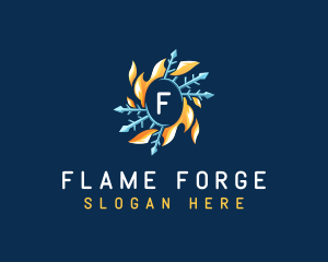 Flame Snowflake Temperature logo design