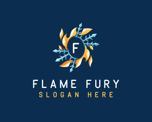 Flame Snowflake Temperature logo design