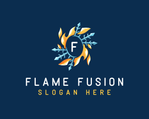 Flame Snowflake Temperature logo design