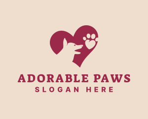 Canine Dog Paw Heart logo design