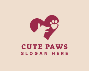 Canine Dog Paw Heart logo design