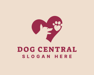 Canine Dog Paw Heart logo design