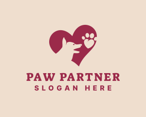 Canine Dog Paw Heart logo design