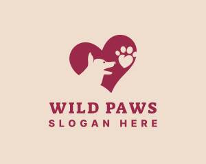 Canine Dog Paw Heart logo design