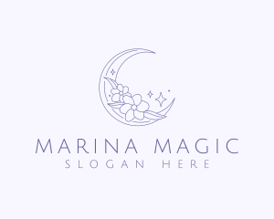 Crescent Floral Moon logo design