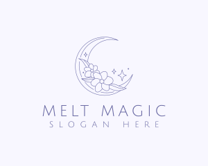 Crescent Floral Moon logo design