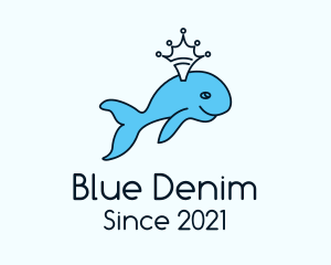 Crown Blue Whale logo design