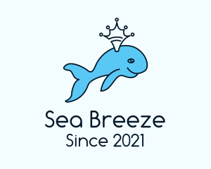 Crown Blue Whale logo design