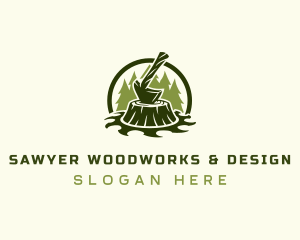 Lumber Axe Woodworking logo design