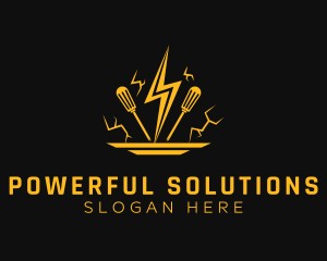 Lightning Screwdriver Tool logo design