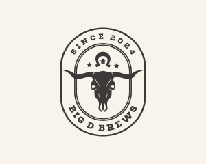 Western Skull Horn Ranch logo design