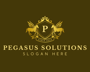 Wings Crown Pegasus logo design