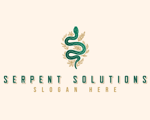 Snake Floral Boho logo design