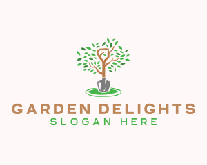 Gardening Plant Shovel logo design