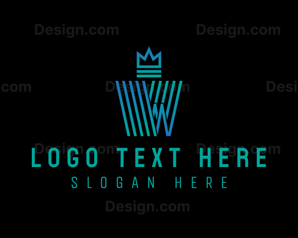 Art Deco Geometric W Crown Logo